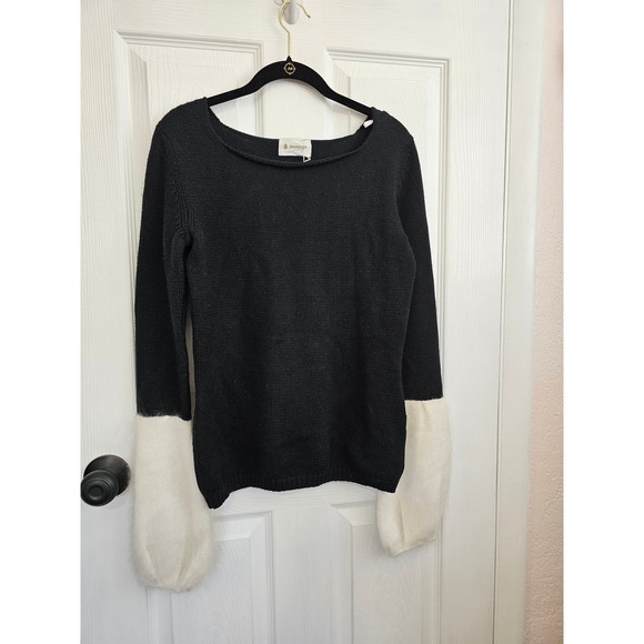 NWT Dondup Balloon Sleeve Black White Sweater Size L - Picture 2 of 5